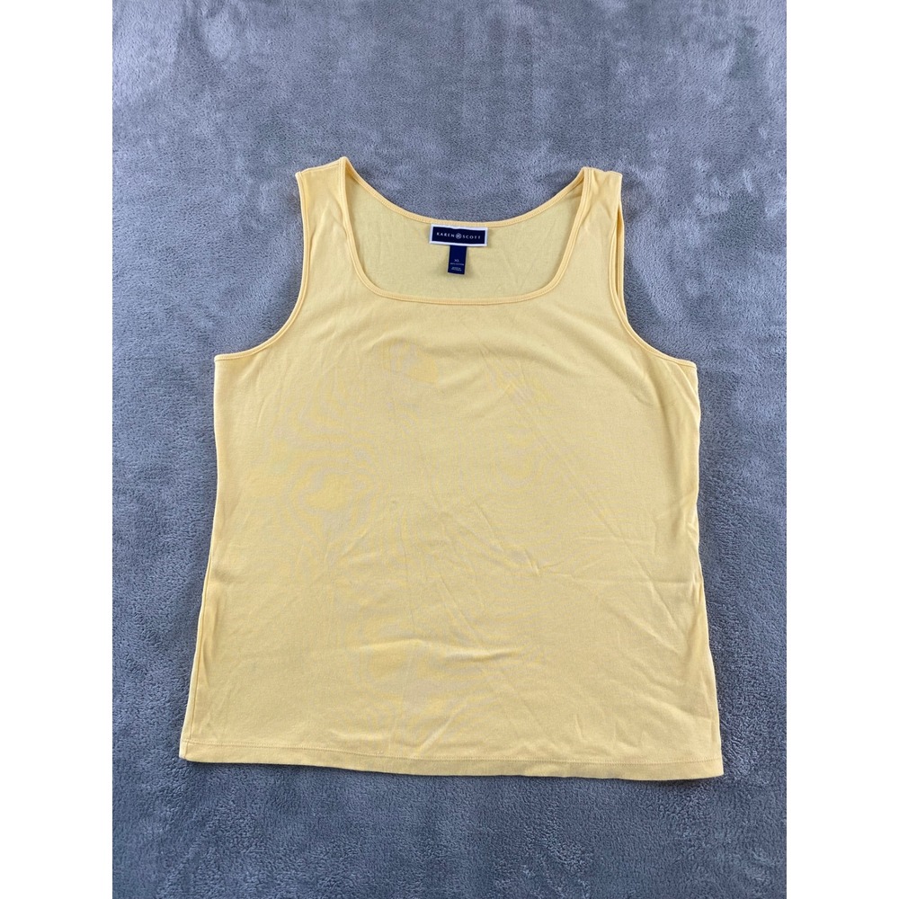 Karen Scott Womens XL Yellow 100% Cotton Square Neck Sleeveless Tank Top